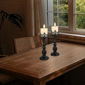 Candle Holders for Pillar Candles Gothic Matte Black Vintage Tall Candle Holders Set of 2 Decorative Large Table Centerpieces Candle Stand Decor (Black 2PCS A) Candle Holders for Pillar Candles Gothic Matte Black Vintage Tall Candle Holders Set of 2 Decorative Large Table Centerpieces Candle Stand Decor Black 2PCS A