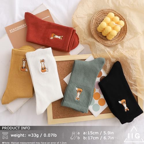 Image of IIG Women's Fashion Cute Cotton Socks Novelty Funny Above Ankle Crew Socks Holiday Gifts for Women 4 /5 Pairs
