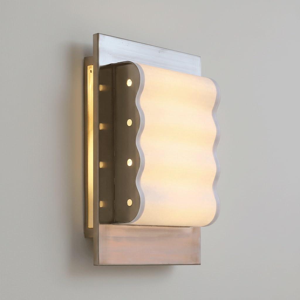 IvyLoutish Vintage French Retro Iron Wall Sconce, E27 Wavy Paper Acrylic Shade Hardwired Light Fixture, Up/Down Decorative Accent Lamp for Bedroom, Living Room, Dining Room, Hallway, Foyer