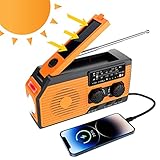 Kurbelradio, 6 Lademodi AM/FM/WB Solar Radio, Notfallradio, mit 5000mAh Mobiler Ladeleistung/SOS Alarm/Taschenlampe Und Leselichtfunktion, Dynamo Radio für Camping, Outdoor, Notfall