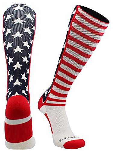 MadSportsStuff USA American Flag Stars and Stripes Socks for Baseball Softball Football Youth and Adult Boys Girls Men Women