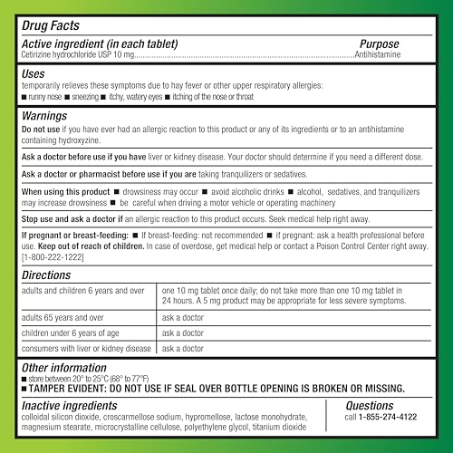 Image of Amazon Basic Care All Day Allergy, Cetirizine Hydrochloride Tablets, 10 mg, Antihistamine, 90 Count (Pack of 2)