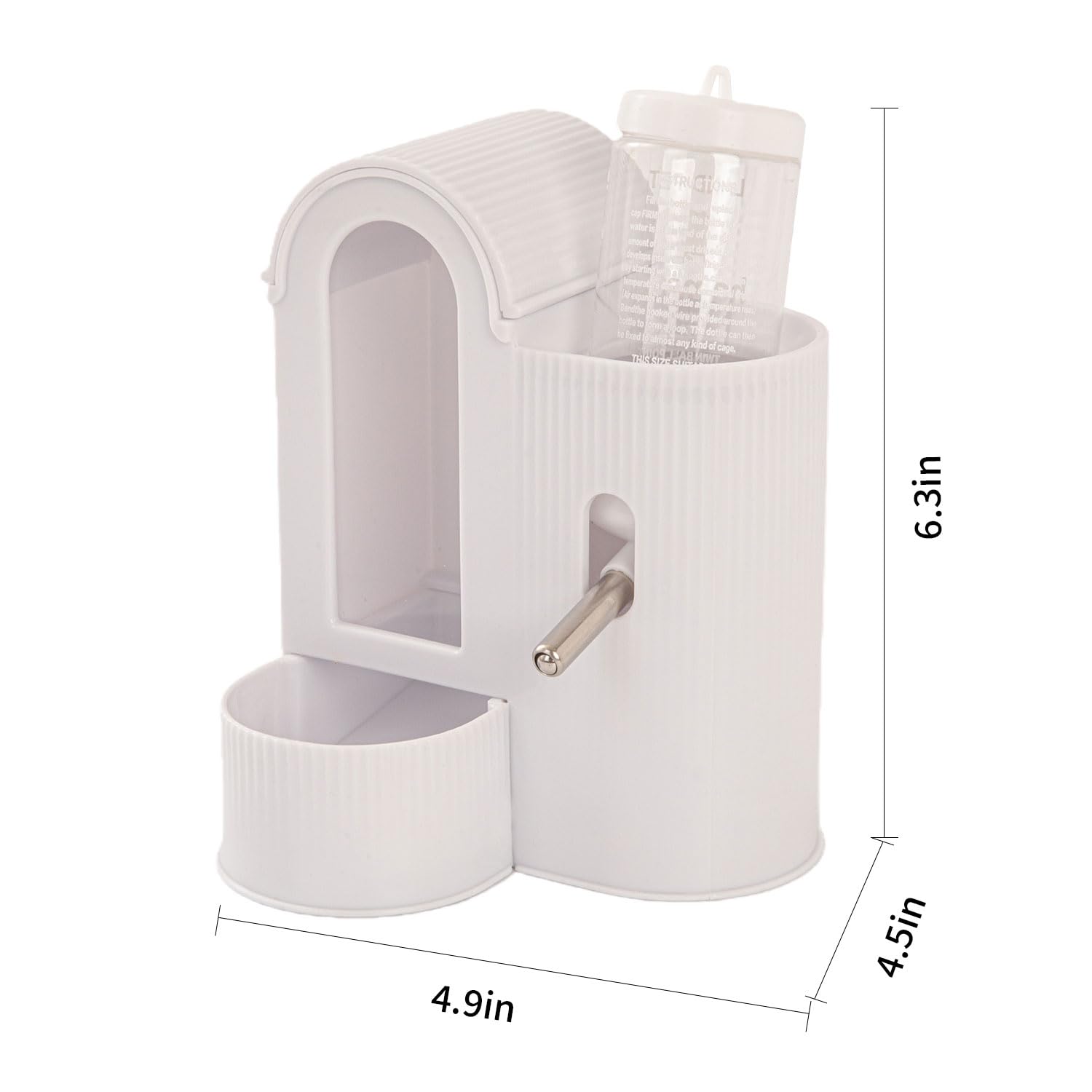 2-in-1 Hamster Food Dispenser & Hamster Water Bottle, Large Capacity Automatic Feeder for Guinea Pigs, Rabbits, Hamsters & Other Small Pets (White) - image 5