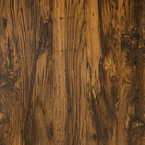 Abyssaly Wood Effect Sticky Back Plastic Roll, Oak Brown Vinyl Wrap Self Adhesive Wallpaper, Peel and Stick Wallpaper for Furniture, Kitchen, Worktop Covering, Wall 90cm X 600cm