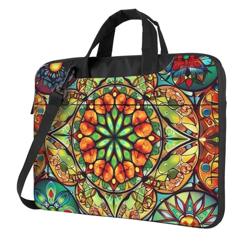 Maletín para portátil de 14 pulgadas con mandala colorido miniatura 1