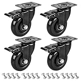 4' Swivel Plate Caster Wheels, PRITEK Heavy Duty Metal Caster Wheels Lock the Top Plate and the...