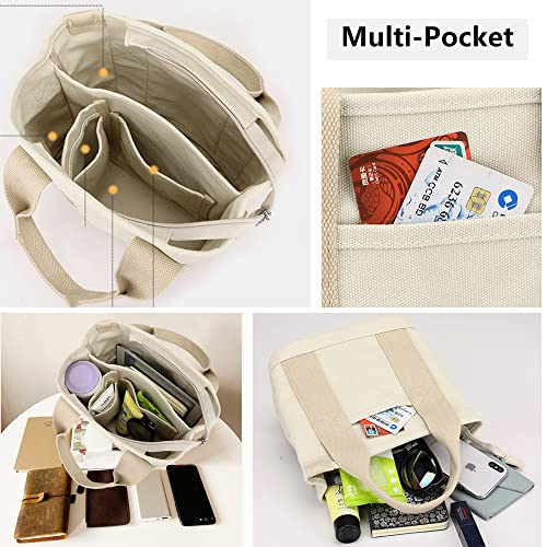 Soputry Large Capacity Multi-Pocket Handbag, Canvas Crossbody Bag For Women, Multi Compartment Tote Purse Bags For Work Daily Travel (Gray) #TOP2