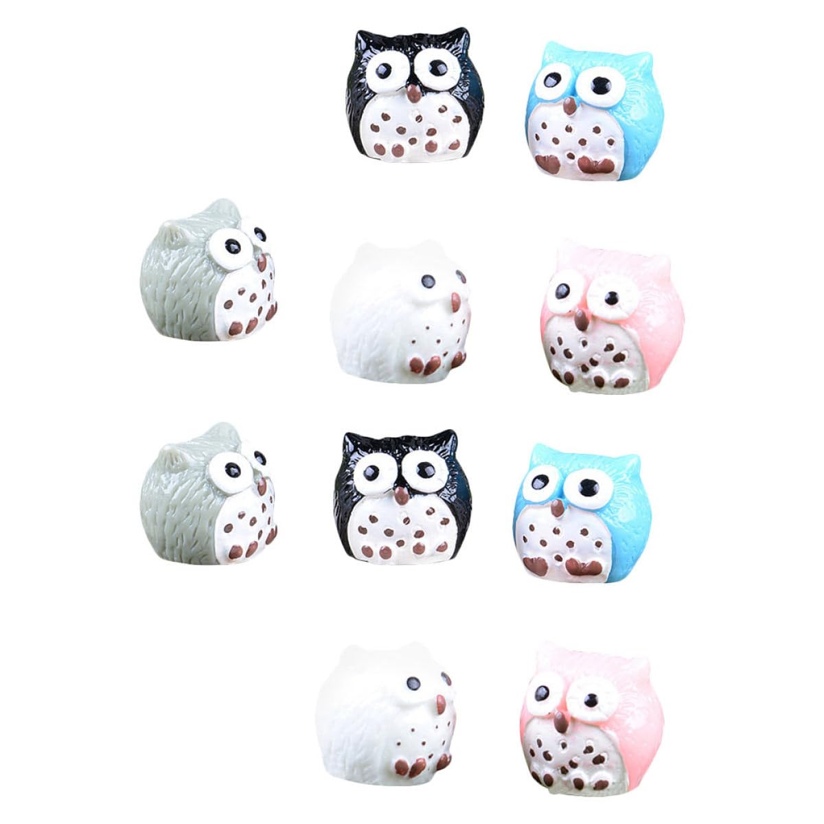 FRCOLOR 12Pcs Resin Owl Figurines for Mini Fairy Garden Ornament and Terrarium Decoration – Realistic Outlook Design Reusable DIY Micro Landscape Accessory