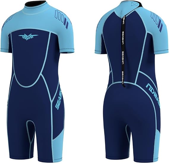 Seaskin Kids Wetsuit for Boys Girls Toddler 3mm Neoprene Wet Suits Back Zip Thermal Swimsuits for Swimming Diving Surfing