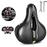 SavgU Oversized Comfortable Bike Seat, Shock-Absorbing and Breathable Bicycle Seat Cushion, Waterproof Bike Saddle Replacement for Peloton/Exercise/Stationary/Electric/Cruiser Bikes (Yellow)
