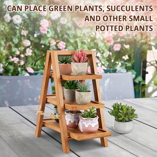 Image of Flenpptly Wooden Cupcake Stand, 3 Tier Cupcake Display Stand for Dessert Display, Dessert Stands with Serving Tray and Foldable Stand for Party, Birthday, Wedding, Events, Baby Shower (Brown)