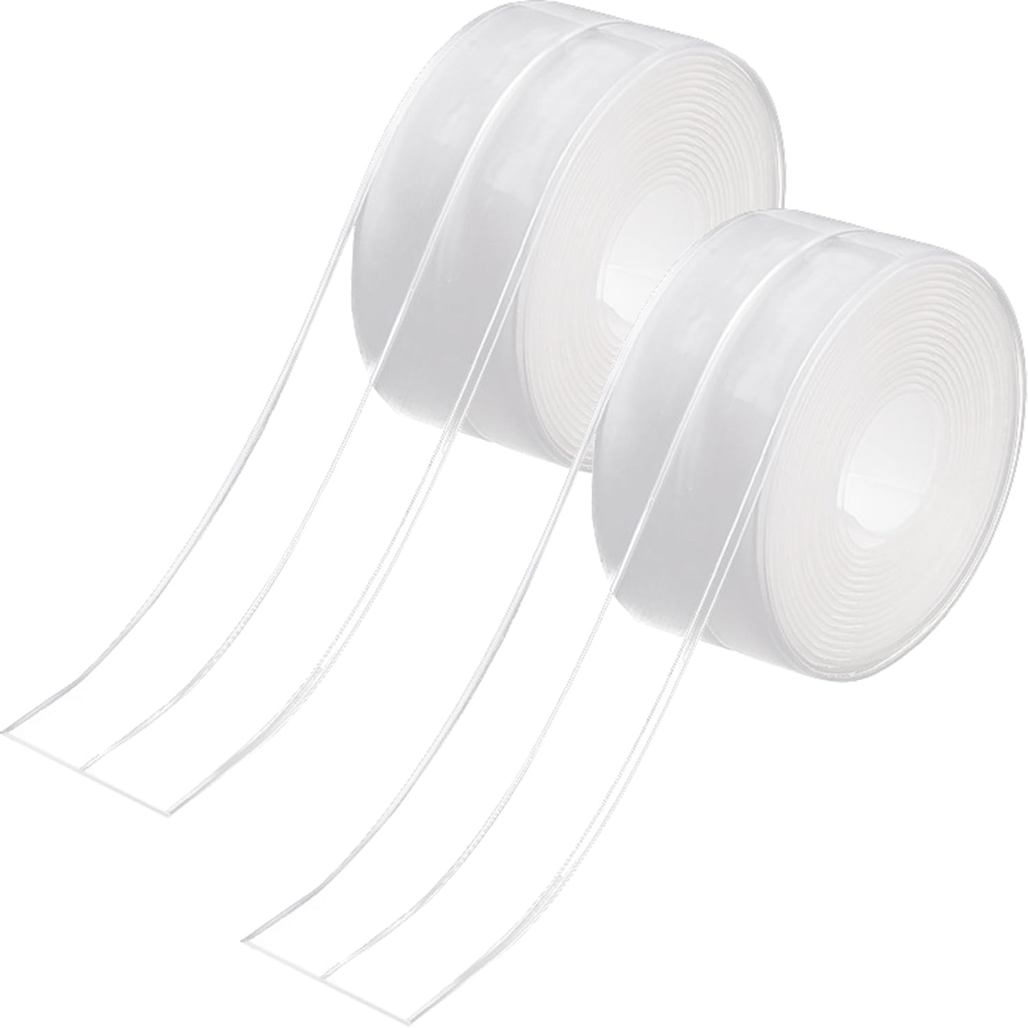 Bad-Dichtungsband Weiß, Selbstklebend, 2 Rollen, 38 mm x 3,2 m, Wasserdicht, Schimmelresistent, für Bad, Küche, WC(Clear)