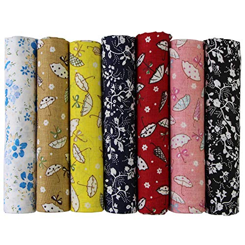 UOOOM 7pcs 50 x 50 cm, diseño de retales algodón Tejido DIY Hecho a Mano Costura Quilting Tela diseños Diferentes (# A004)