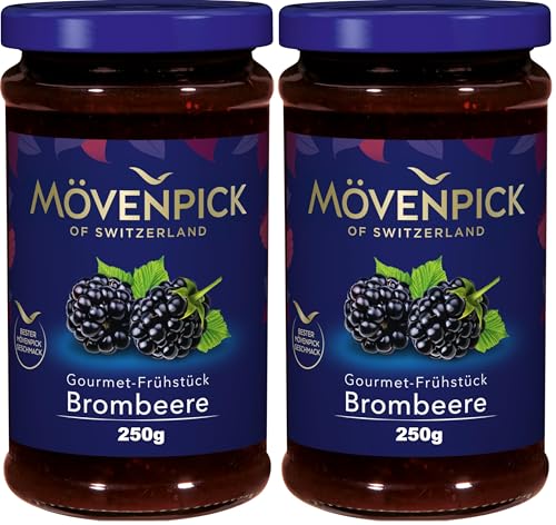 Mövenpick Gourmet-Frühstück Brombeere, Premium Fruchtaufstrich, 55 Prozent Frucht, 250 g (Packung mit 2)