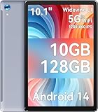 Tablet 10 Zoll Android Tablet Octa Core 10 GB RAM 128 GB ROM 1280 * 800 HD IPS Touchscreen Dual Kamera WiFi 6 BT 5.3 5000 mAh Akku 2025(Grau)