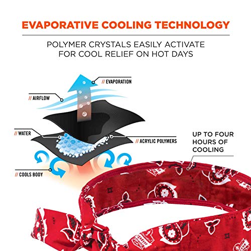 Image of Ergodyne Chill Its 6700 Cooling Bandana, Lime, Evaporative Polymer Crystals For Cooling Relief, Tie For Adjustable Fit,