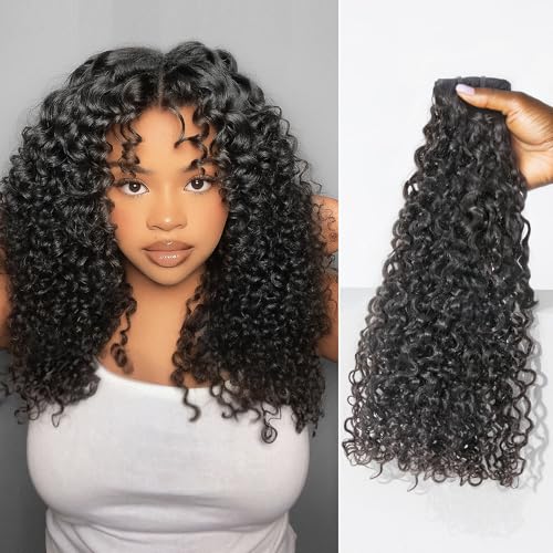 LUVME Invisible Messy Curly Clip in Hair Extensions Real Human Hair for Women 18 Inch 110g 6Pcs Remy Hair Clip Ins Invisible Clip Ins for Daily Wear & Special Occasions