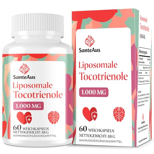 Liposomale Tocotrienole 1000 mg Vitamin E Kapseln hochdosiert ohne Soja Tocotrienol Vitamin E Komplex tocopherolfrei Antioxidativer Zellschutz 60 Softgels