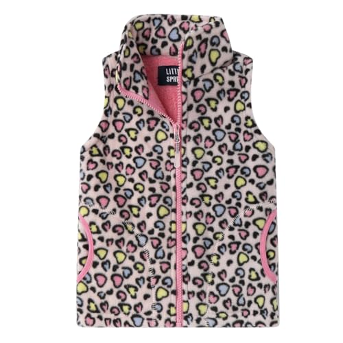 Image of LittleSpring Kids Fleece Vest with Fur Lined Zip Up Warm Thickening Winter Sleeveless Jacket