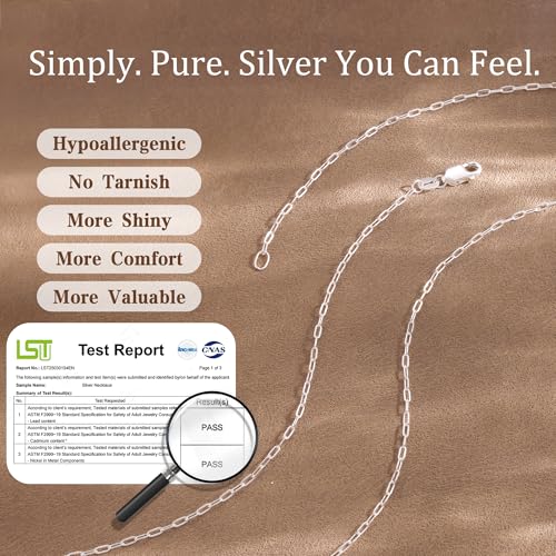 Moodear 925 Sterling Silver Paperclip Necklace for Women - Dainty Choker Necklaces Chain Simple Waterproof Silver Link Trendy Jewelry Gift for Her, 16/18/20/22/24 Inch3