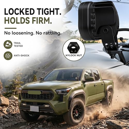 Image of Ditch Light Brackets for 2024-2026 Toyota Tacoma, 2022+ Tundra & 2025+ 4Runner, No-Drill Hood Mount Pod Light Brackets with Black-Out Hardware