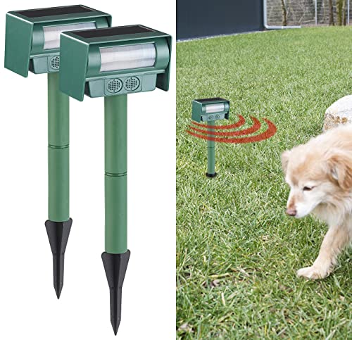 Royal Gardineer Solar Katzenschreck: 2er-Set Ultraschall-Tierschrecke, Solar, PIR-Sensor (Katzenschreck Ultraschall, Hund)