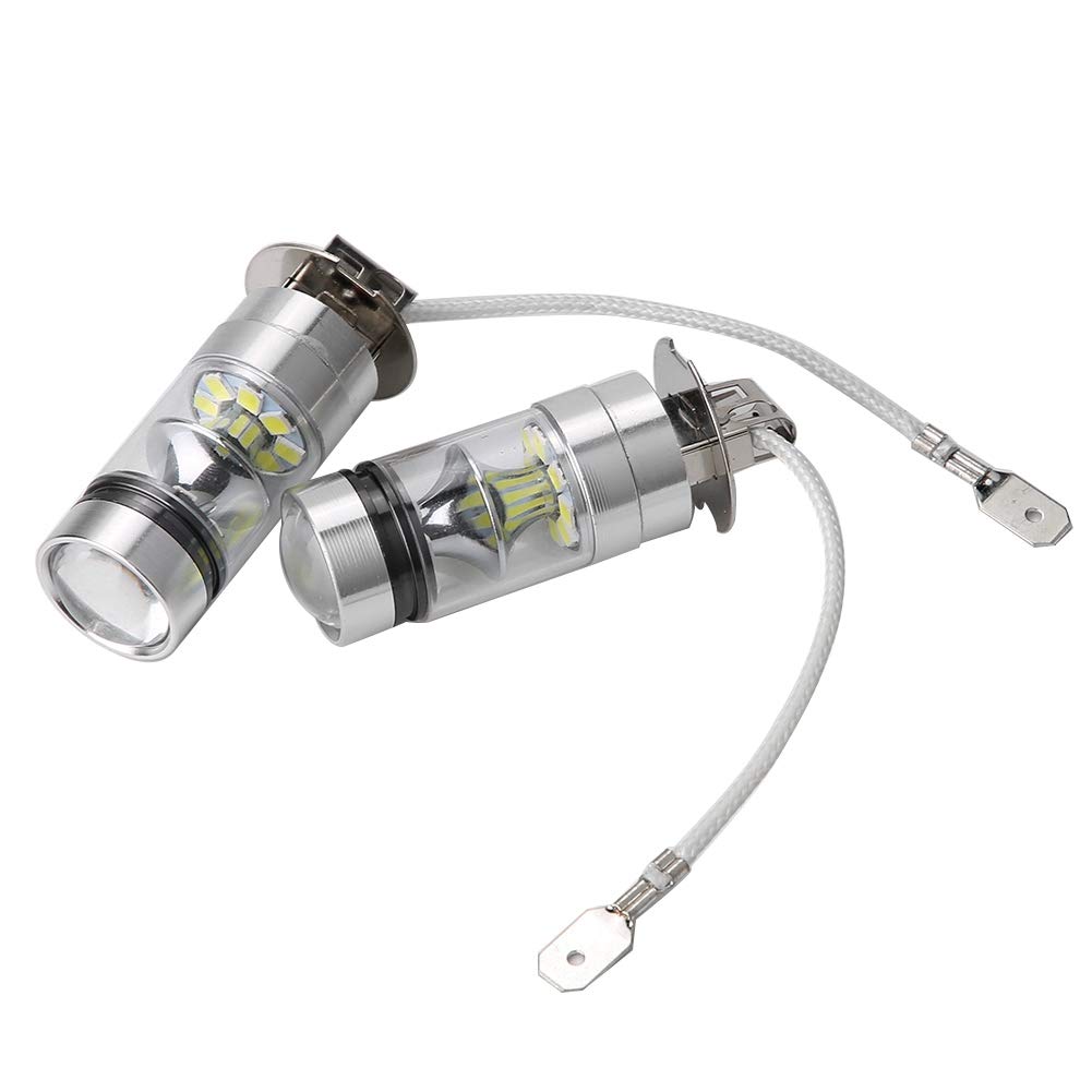 Yctze 2 bombillas LED H3 6000K 100W 20-SMD de alta potencia para luz antiniebla de conducción DRL, 2 piezas H3 6000K 100W LED 20-SMD de alta potencia
