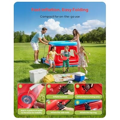 QPAU Inflatable Bounce House for Kids 36, Large Bounce House for 24 Kids, 3-in-1 Kids Trampoline & Ball Pit, Indoor Outdoor Bouncy House with Electric Air Pump, Backyard Playhouse with Safety Net