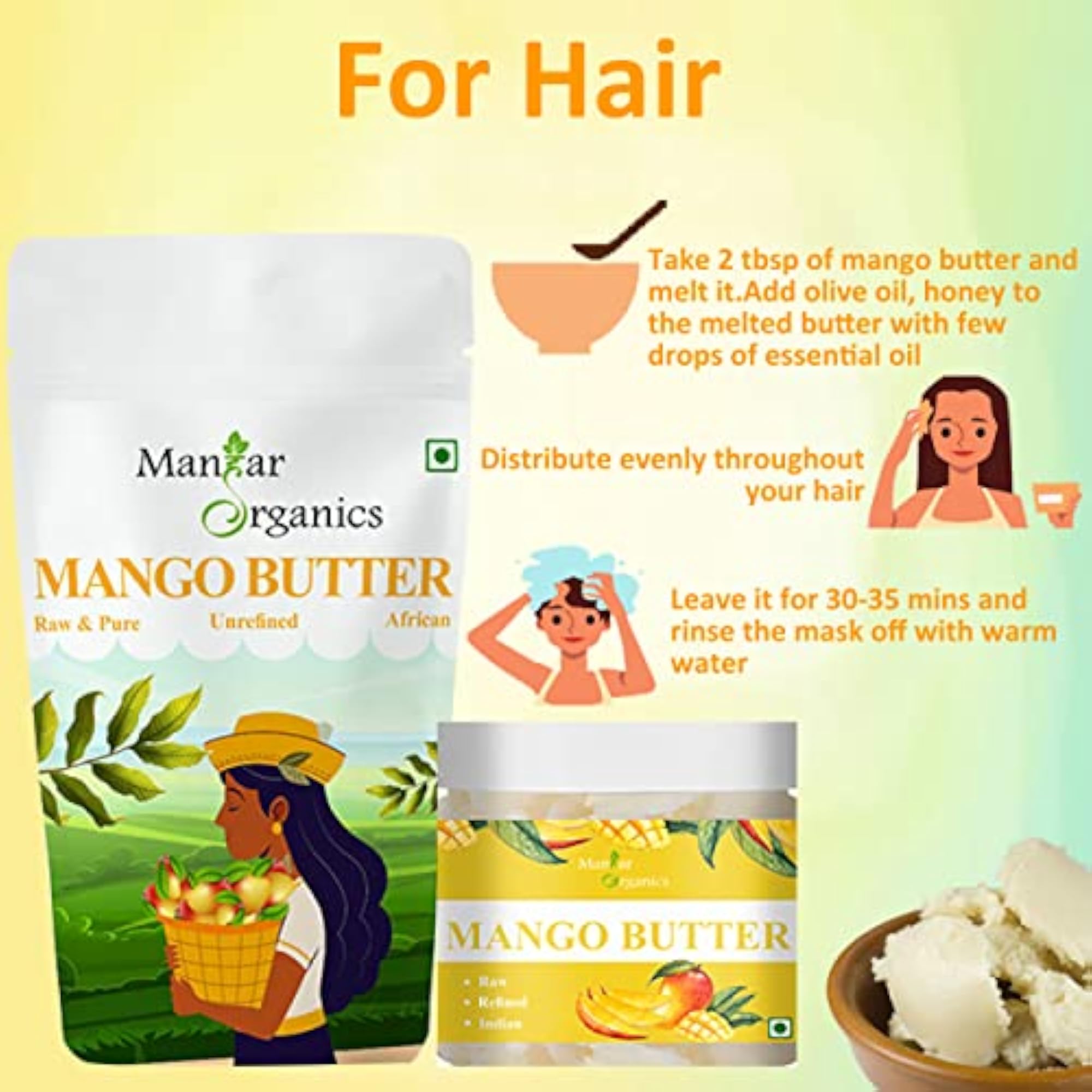 Organic Mango Butter - Raw, Unrefined Body Butter for Moisturization