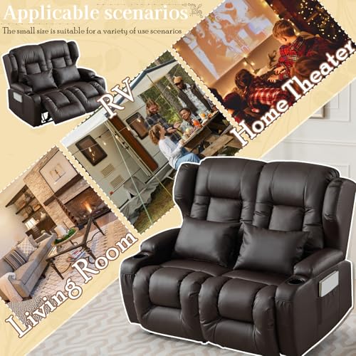 Image of SAMERY 54.3 inch RV Loveseat Recliner Sofa, Wall Hugger Reclining Loveseat