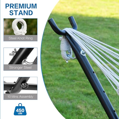 Image of PNAEUT Double Hammocks with Stand for Outside, Portable Space Saving Heavy-Duty Steel Stand for Indoor Outdoor Patio, 450 lbs Capacity (Tropical)
