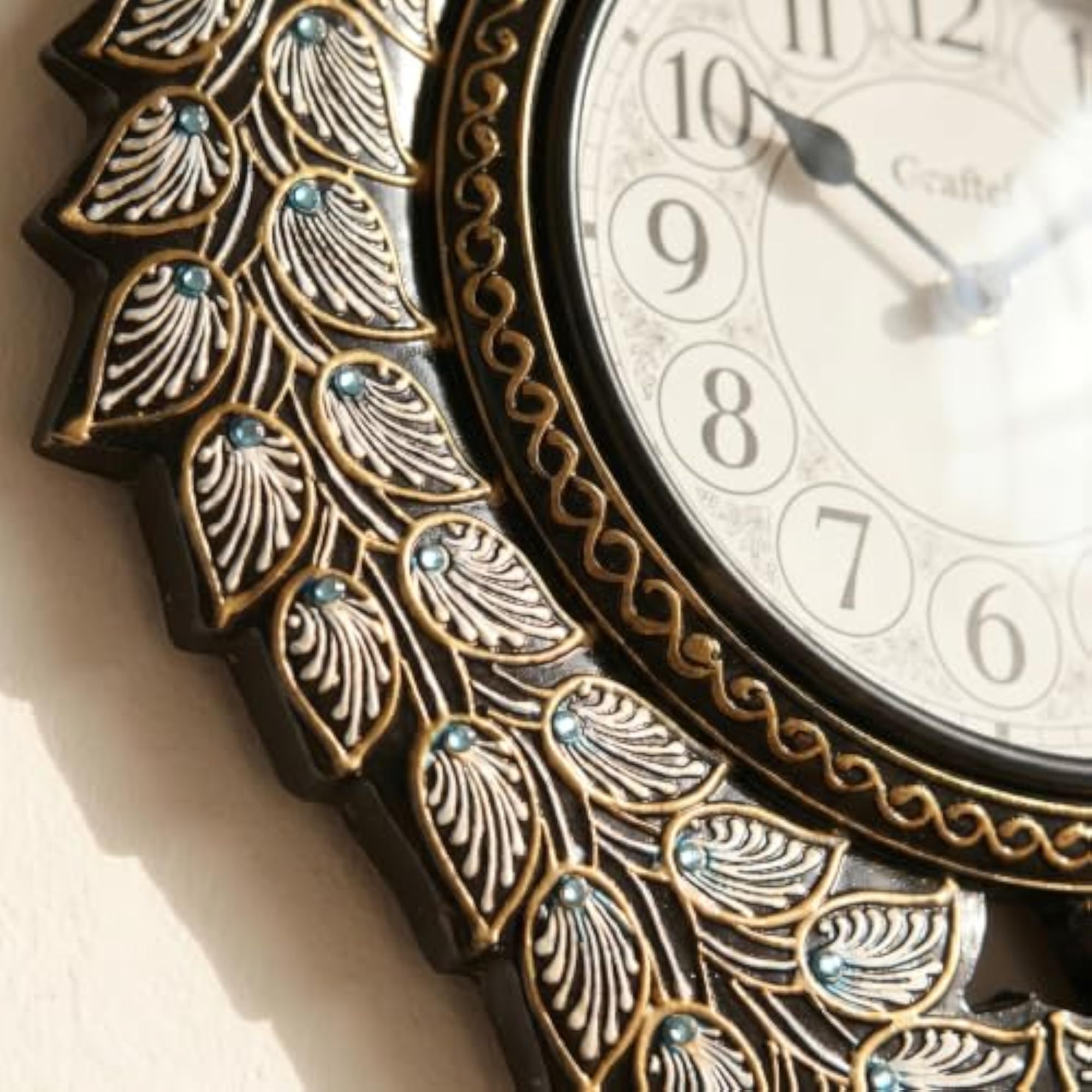 MDF Peacock Designed Round Handmade Antique Vintage Wall Clock