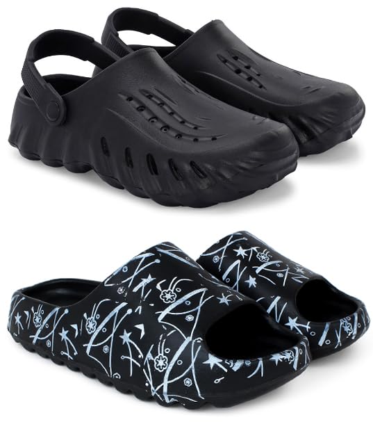 pampy angel Combo Pack of 2 Slipper/Flip Flops/Slides/Clogs/Sandals for Men (Clog-200-M, YN-11)-picture-33