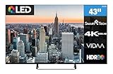 Smart Tech QLED Fernseher 43 Zoll Smart TV VIDAA - HDR Fernseher mit 4K UHD Auflösung, Bluetooth und Triple-Tuner, 43QV02V (2026)