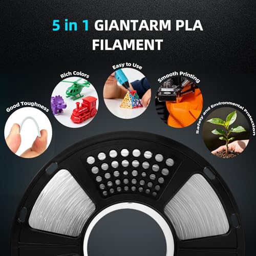Image of PLA Filament 1.75mm, GIANTARM Classic PLA 3D Printer Filament 1kg Spool Black