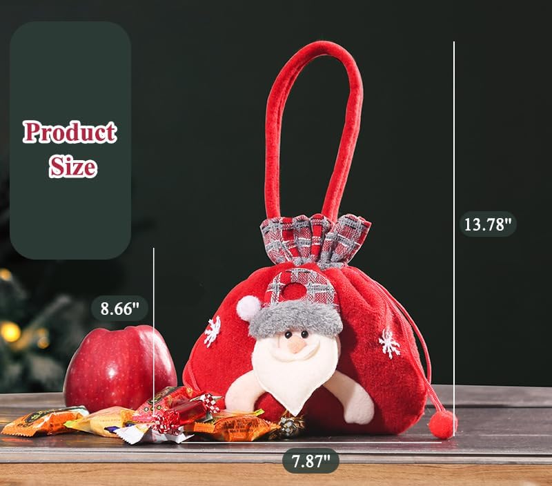 Miniatura 3 de kamumanni Bolsa de regalo de Navidad, pequeña bolsa de regalo de Papá Noel, bolsa de regalo reutilizable para regalos, bolsa de regalo de Navidad