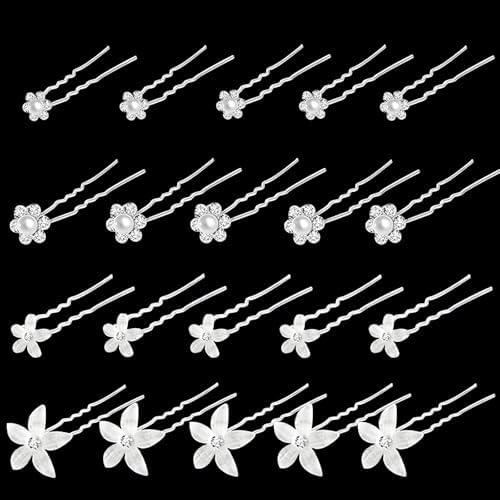 20Pcs Horquillas Pelo Mujer de Novia, Perlas de Diamantes Imitaci...