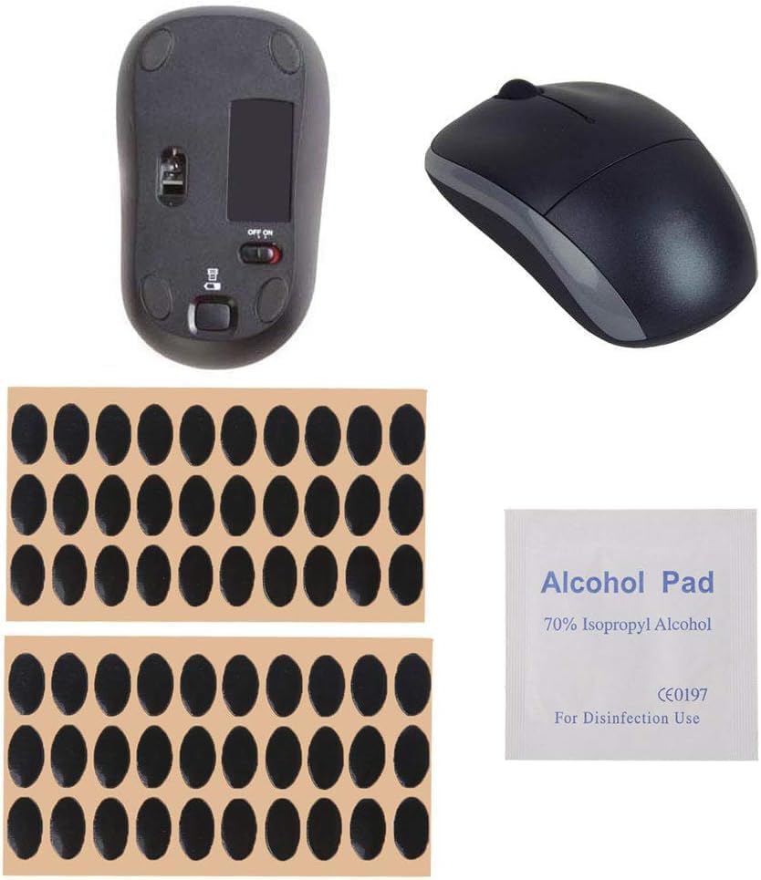 60 Pcs Black Mouse Feet Sticker Skates Pads Replacement Feet for M215 / M310 / M325 Mouse Pads and Wrist Rests,Computer Mouse Skates Sticker