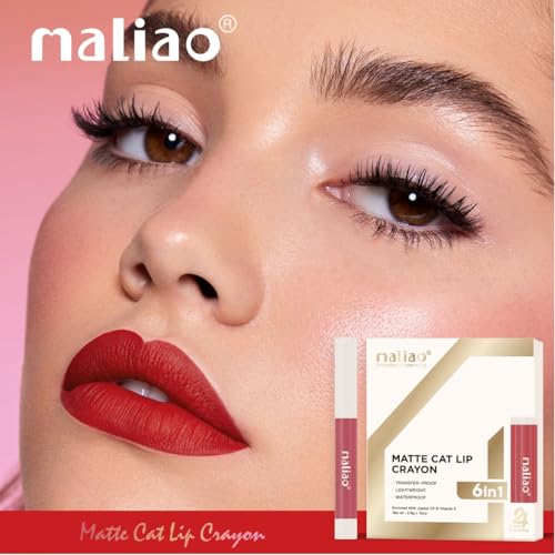 Image of Maliao Matte Cat Lip Crayon: Transfer-Proof & Lightweight (12-BRIGHT RED)