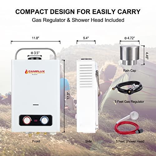 Portable Tankless Water Heater, Camplux 1.58 GPM Outdoor Propane Hot