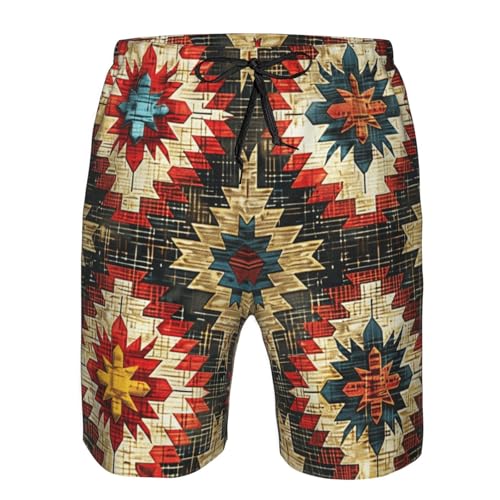 Native American Old Geometric Wood Vintage Brown Men's Quick Dry Swim Trunks Surfing Beach Mesh Board Shorts4