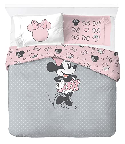 Disney Minnie Mouse Unique en son genre, Parure de lit enfant 200x200 cm, 100% Coton, lit 2 personne - Comprend housse de couette & taies d'orieller - Convient aux lits de 140x190cm à 140x200cm