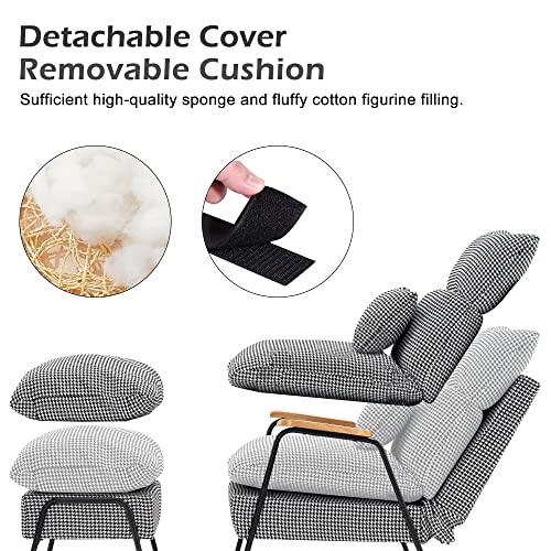 Sillón reclinable moderno tela algodón negro miniatura 6