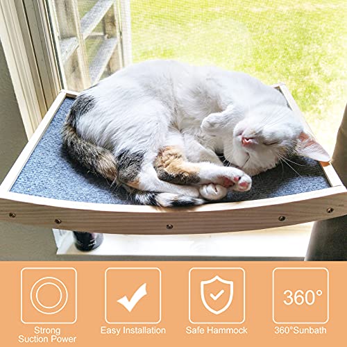 CATROMANCE Katzen Hängematte Fensterplätze Sonnenbad Katzenbett Leistungsstarker Saugnäpfe Robuster und Langlebiger Window Lounger bis 18kg Sicher & Platzsparend Fenster Katzenhängematte - Image 3