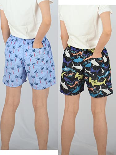 Natust Boys Swim Trunks 2 Pack Quick Dry Board Shorts Boys' Lightweight Beach Shorts With Mesh Lined Swimsuit For Kids 5-6 Years Style 4 #TOP2