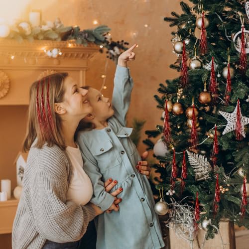 3000 Strands Christmas Tinsel Strands,50cm/19.7in Aluminum Foil Tassel Extra Long Thin Fringe Tinsel Xmas Streamers String Hanging Ceiling Decoration,for Christmas Tree Garlands Decorations (Red) - Image 6