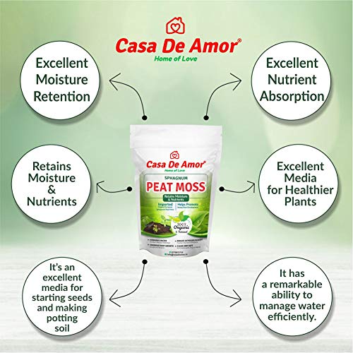 Image of Casa De Amor Sphagnum Peat Moss for Gardening 900 gm | Organic Soil Conditioner for Healthy Plants, Seed Starting & Improved Moisture Retention