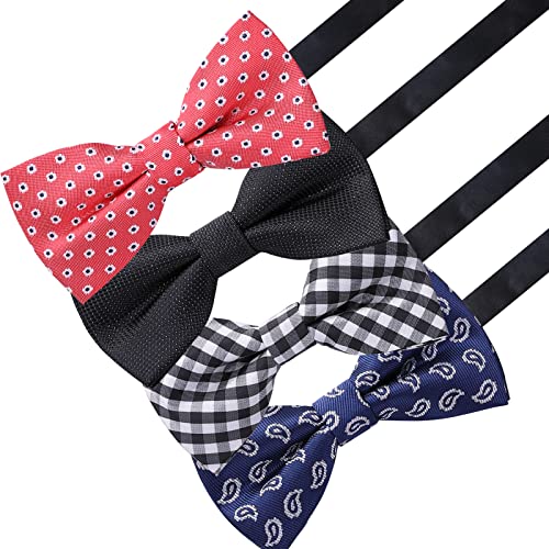 Image of AUSKY 8 PACKS Elegant Adjustable Pre-tied Bow Ties for Men Boys (1&4&5&6&8 Pack for option)