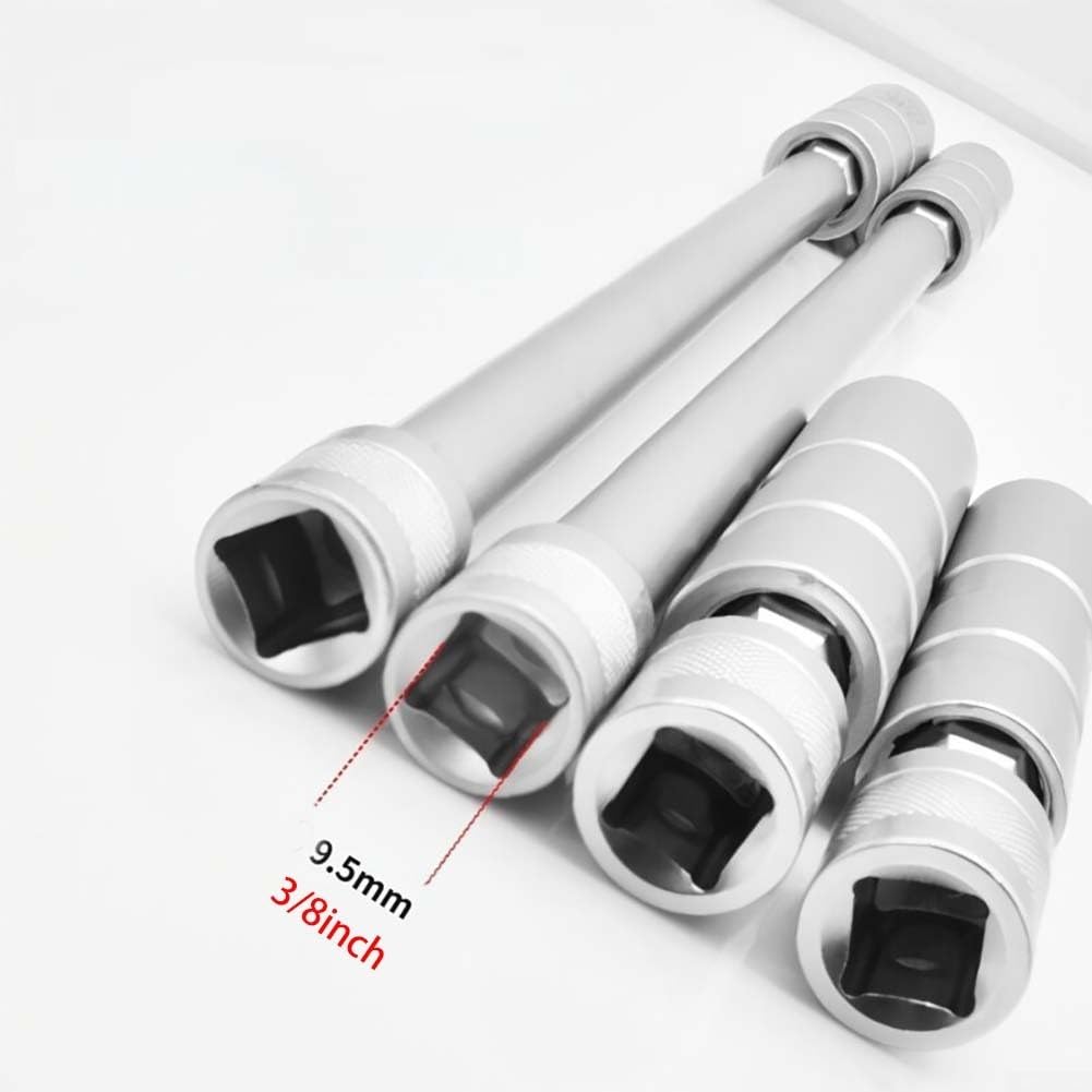 Drehbares Zündschlüssel-Set, 3/8-Zoll-Antrieb, magnetisch, dünnwandig, 14 mm, 16 mm, Chrom-Vanadium-Stahl, drehbare Verlängerung für Auto, Motorrad, enge Räume (6 Stück)