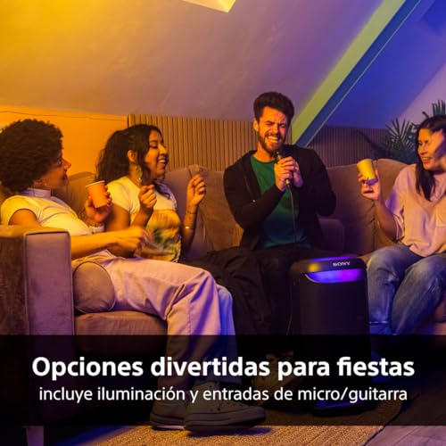 Miniatura 5 de Sony SRS-XV500 Altavoz Inalámbrico Bluetooth para Fiestas, Sonido Potente, Mega Bass, 25h Autonomía, Portátil, Iluminación LED, Party Connect, Clasificación IPX4, Entrada Micrófono o Guitarra